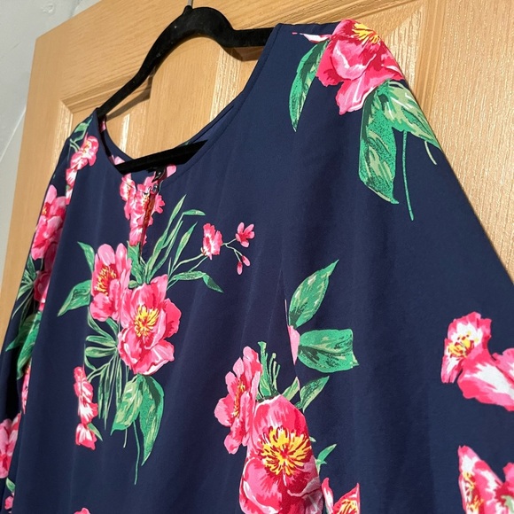 Talbots Navy and Pink Floral Blouse - Picture 6 of 9